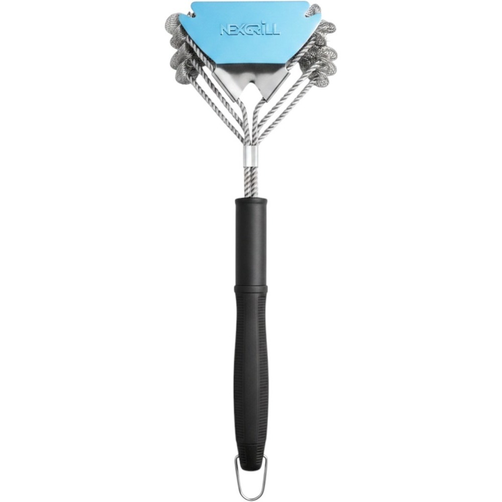 Nexgrill Stainless Steel Tripleβ Head BBQ Grill Brush with Scraper Black Handle